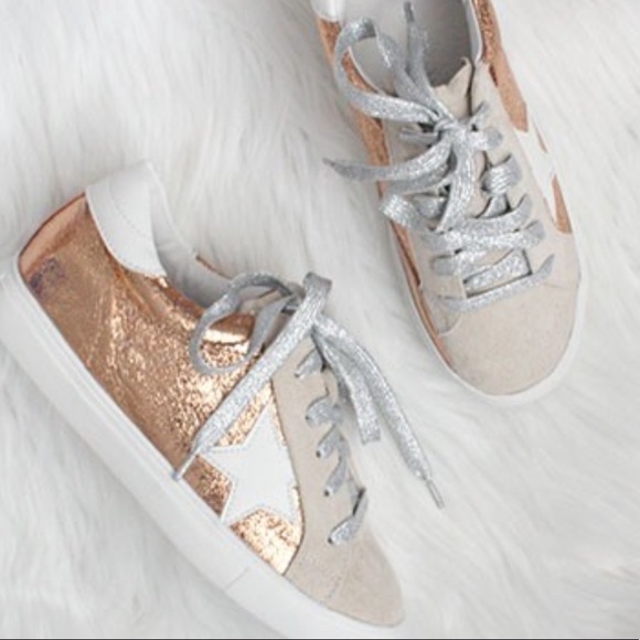 Nature Breeze Shoes - Rose Gold Metallic Sneakers